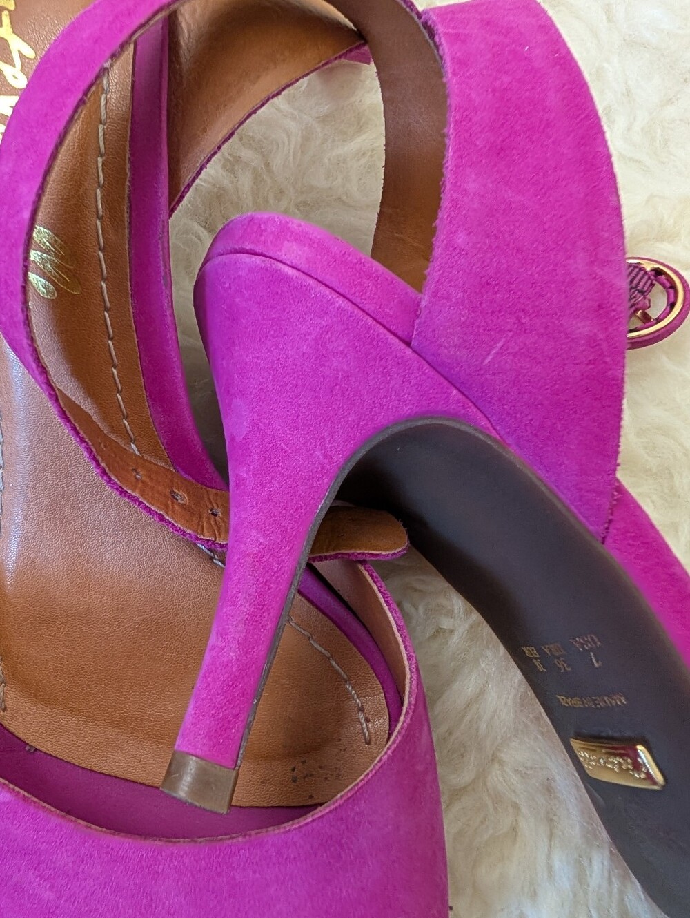 Intervalle Fuchsia Suede Ankle Strap Heels – EU 38 / US 7 - Picture 4 of 5